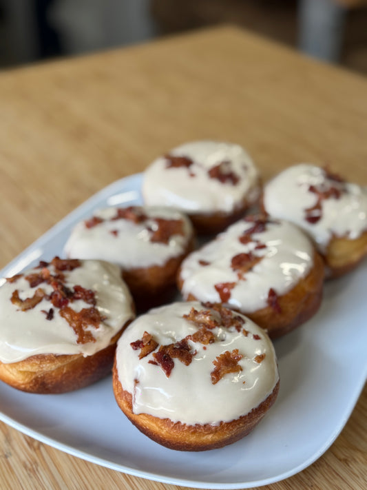 BACON CHEESECAKE DONUTS, 1/2 DOZEN